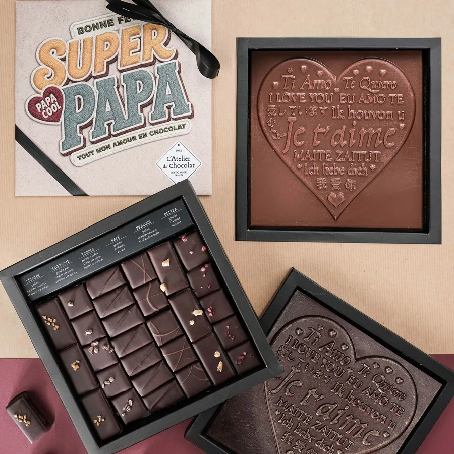 Offrez à Papa un chocolat artisanal livré rapidement sous température dirigée BONNE FÊTE PAPA : UN CADEAU TOUT CHOCOLAT POUR DIRE “JE T’AIME” ?